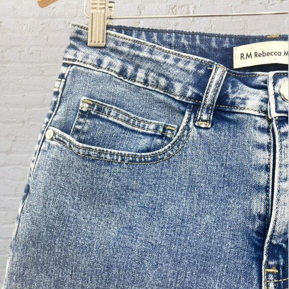 Rebecca Minkoff Jeans 6P Cropped Ankle High Rise Raw Slant Hem Blue Petite - Picture 7 of 14